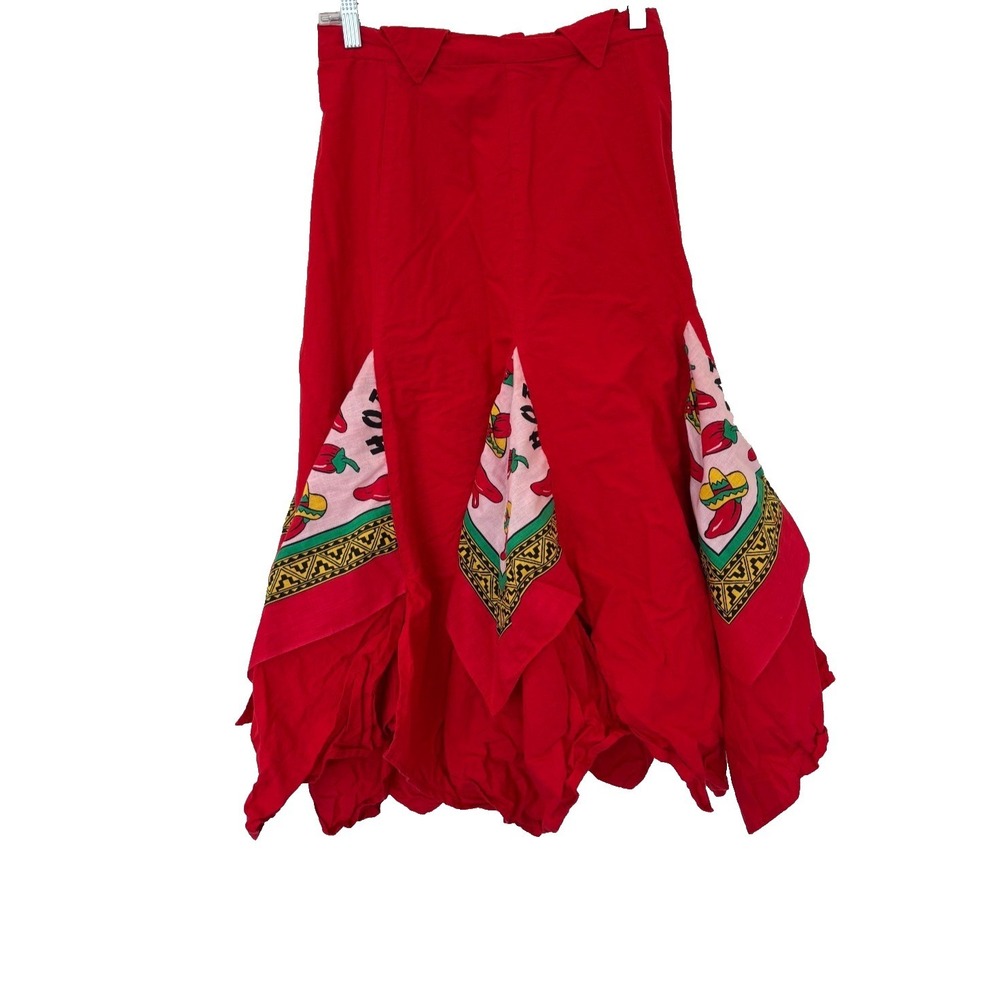 Circle T Skirt 13/14 Red Handkerchief Kitsch Rockabilly Folk Chili Peppers Dance